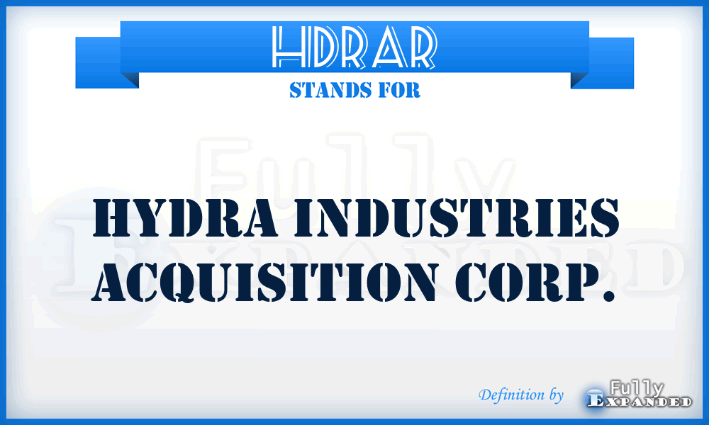 HDRAR - Hydra Industries Acquisition Corp.