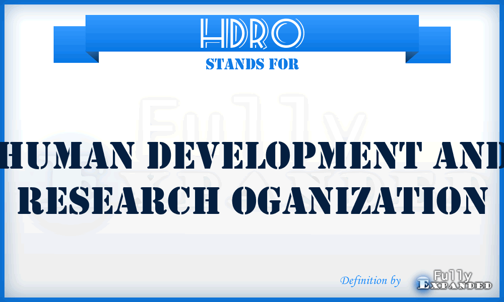 HDRO - Human Development And Research Oganization