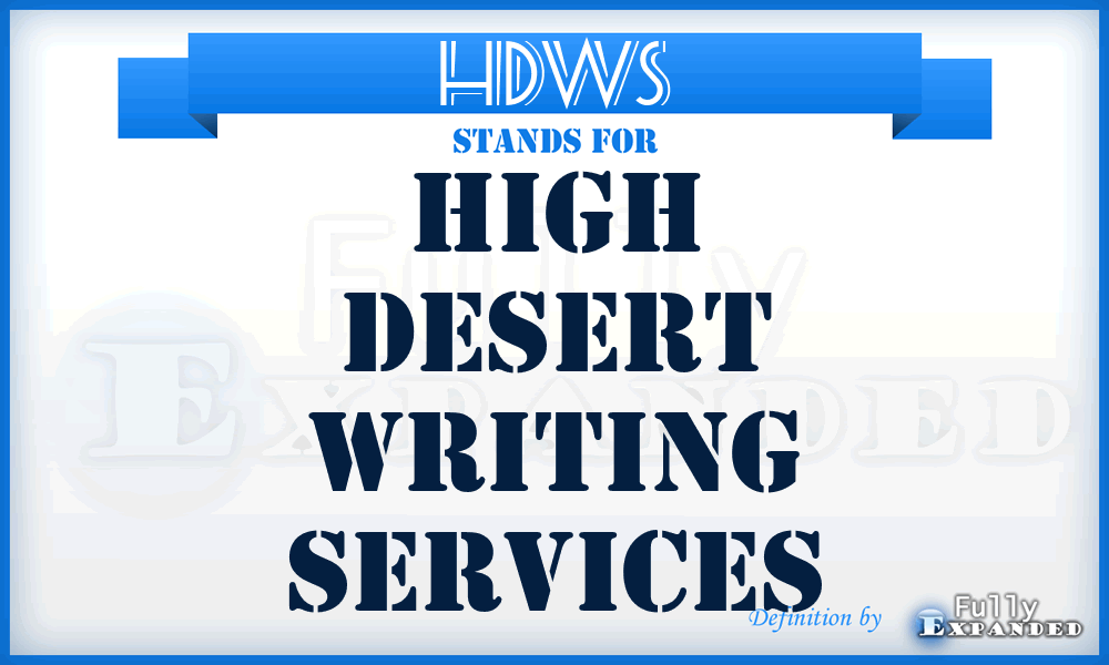 HDWS - High Desert Writing Services