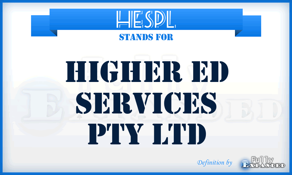 HESPL - Higher Ed Services Pty Ltd