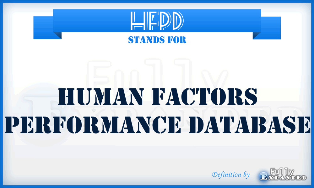 HFPD - Human Factors Performance Database