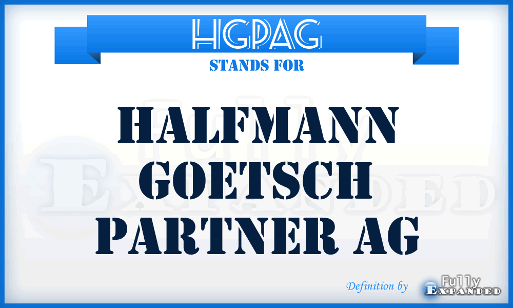 HGPAG - Halfmann Goetsch Partner AG