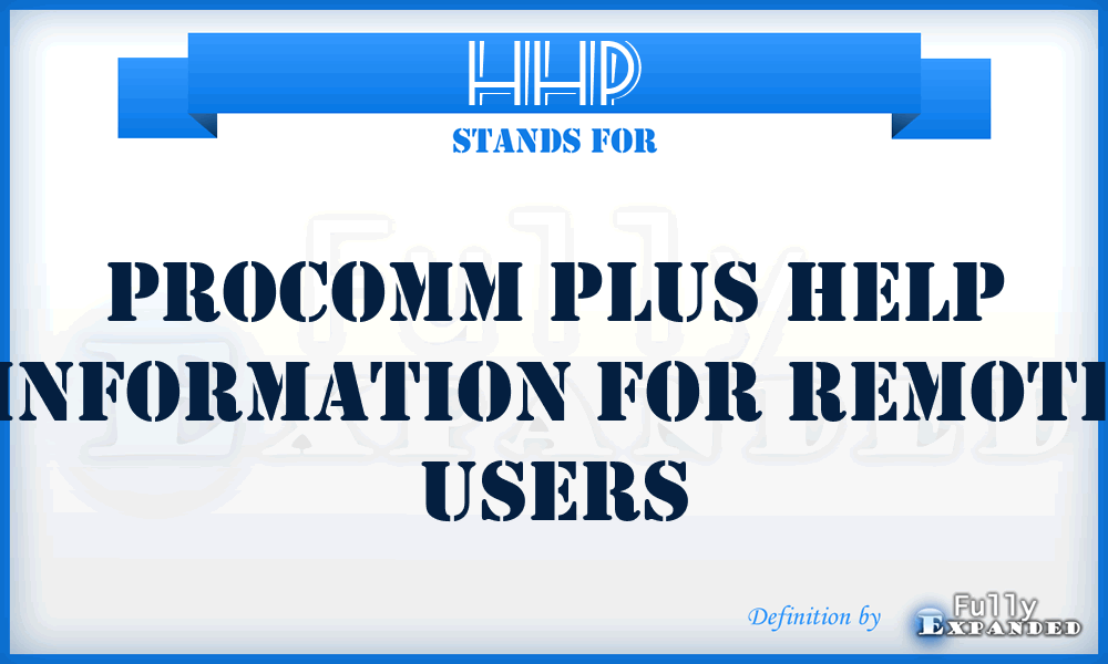 HHP - Procomm Plus Help information for remote users