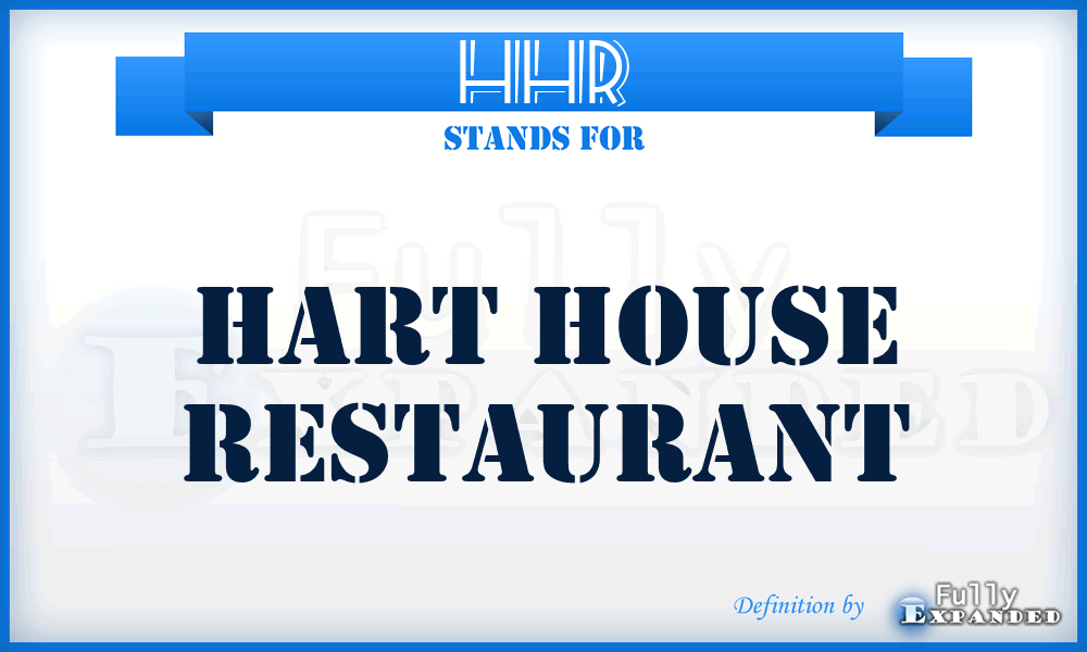 HHR - Hart House Restaurant