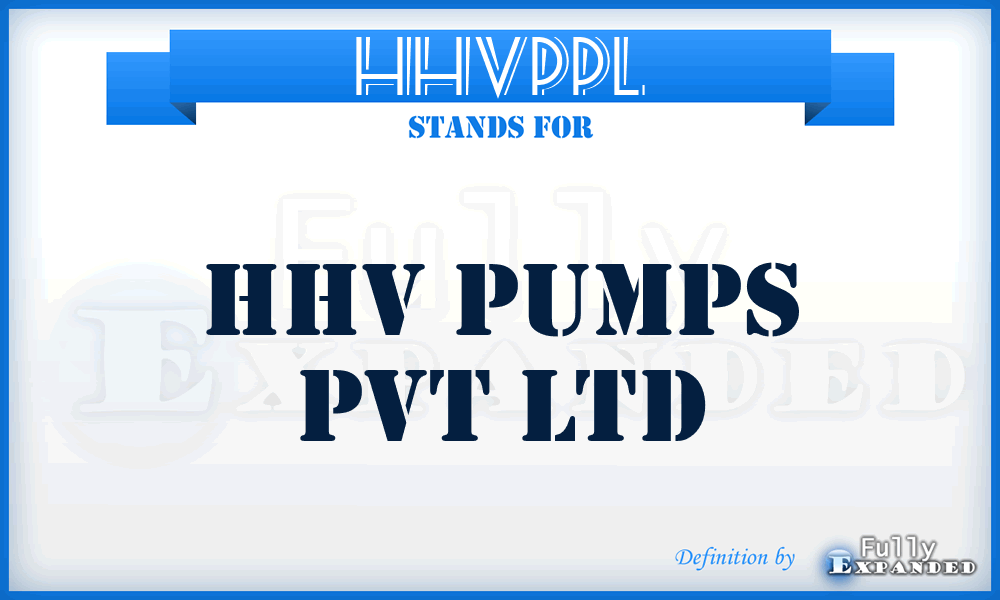HHVPPL - HHV Pumps Pvt Ltd