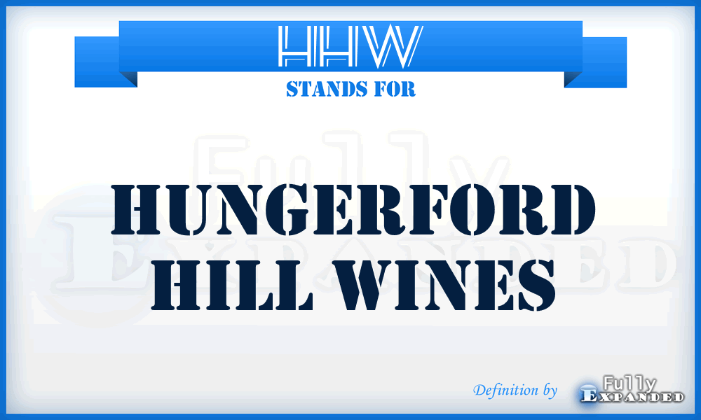 HHW - Hungerford Hill Wines