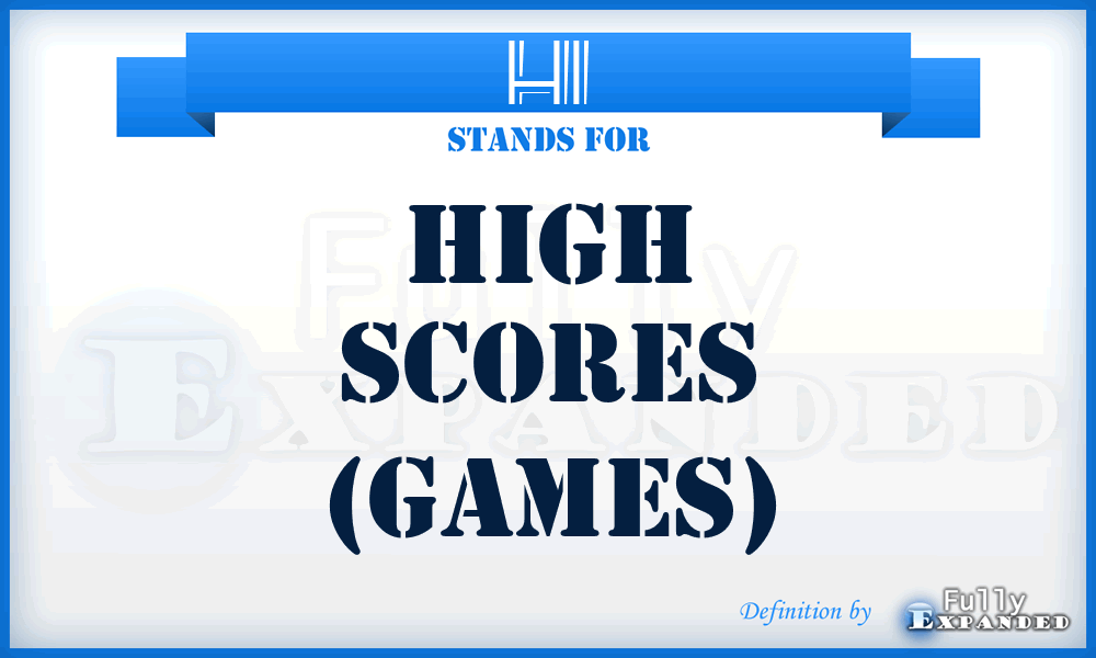 HI - High scores (games)