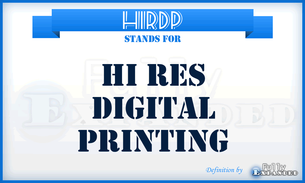 HIRDP - HI Res Digital Printing