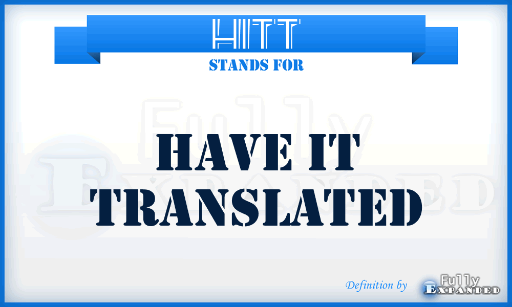 HITT - Have IT Translated