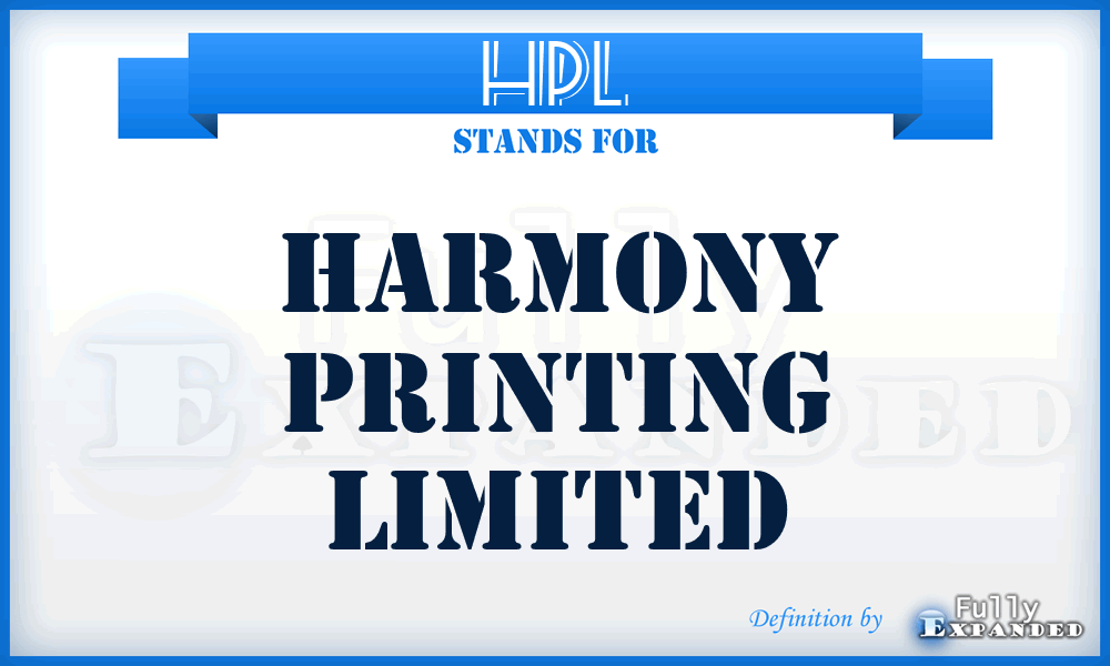 HPL - Harmony Printing Limited