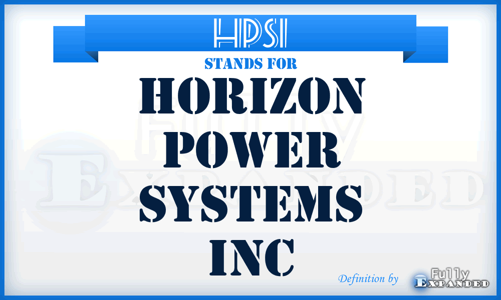 HPSI - Horizon Power Systems Inc