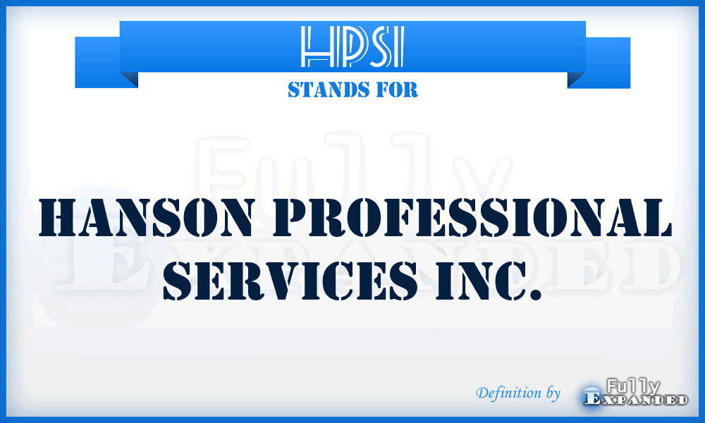 HPSI - Hanson Professional Services Inc.