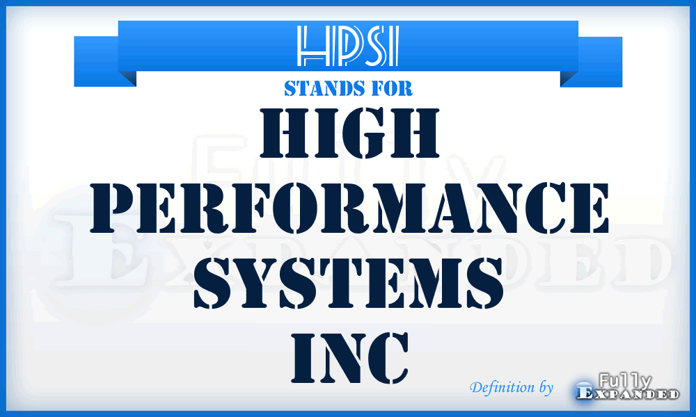 HPSI - High Performance Systems Inc