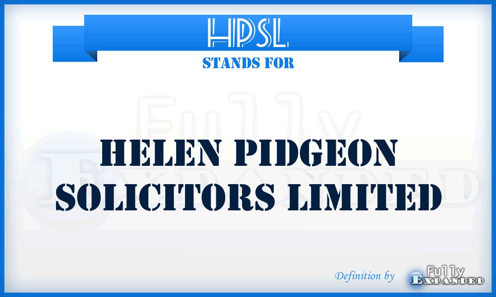 HPSL - Helen Pidgeon Solicitors Limited