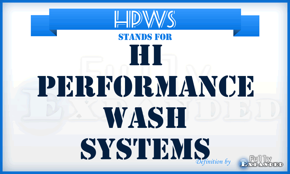 HPWS - Hi Performance Wash Systems