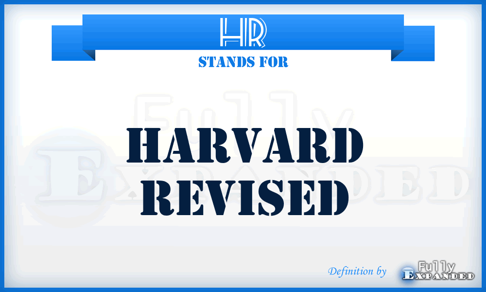 HR - Harvard Revised