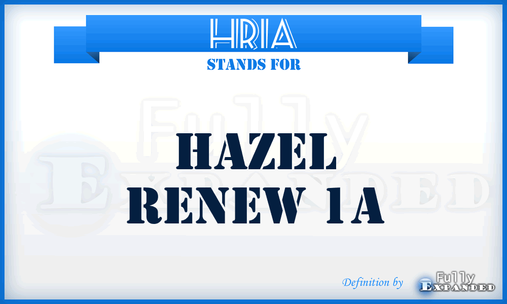 HR1A - Hazel Renew 1A