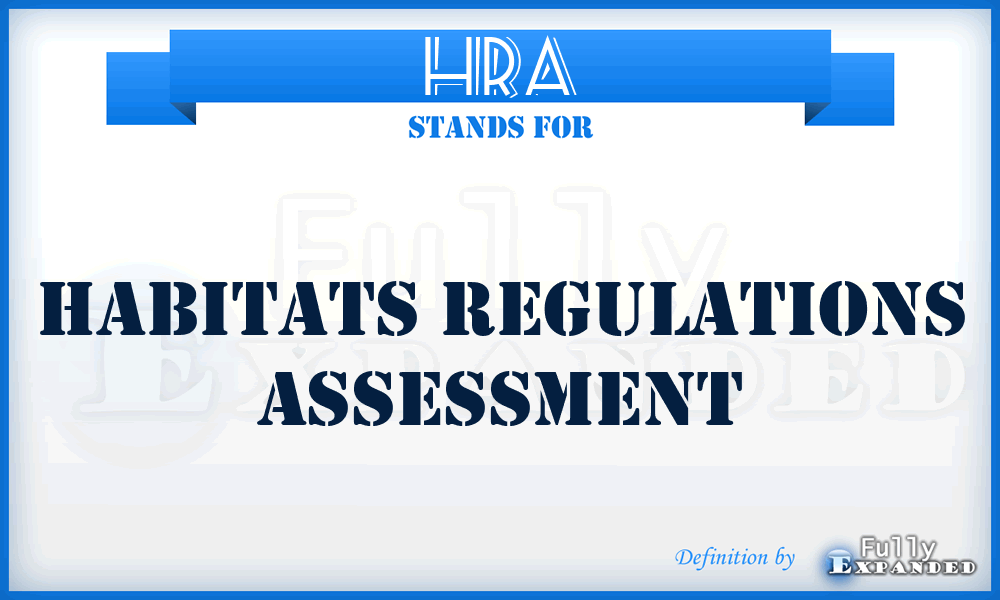 HRA - Habitats Regulations Assessment