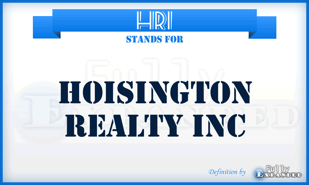 HRI - Hoisington Realty Inc