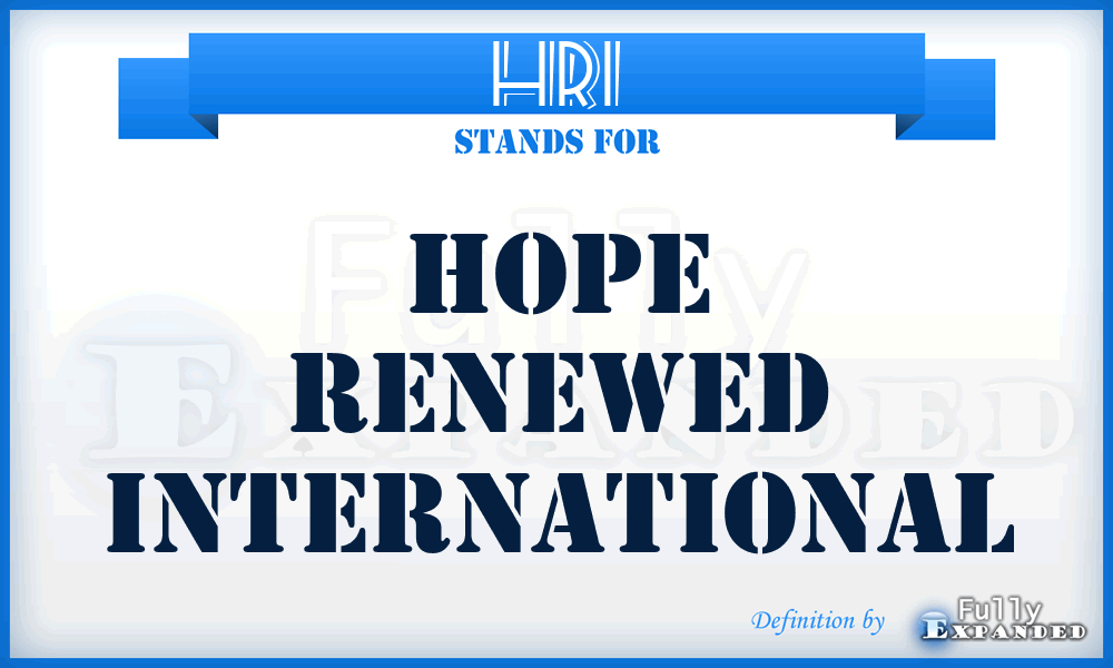 HRI - Hope Renewed International