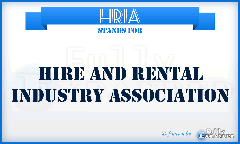 HRIA - Hire and Rental Industry Association