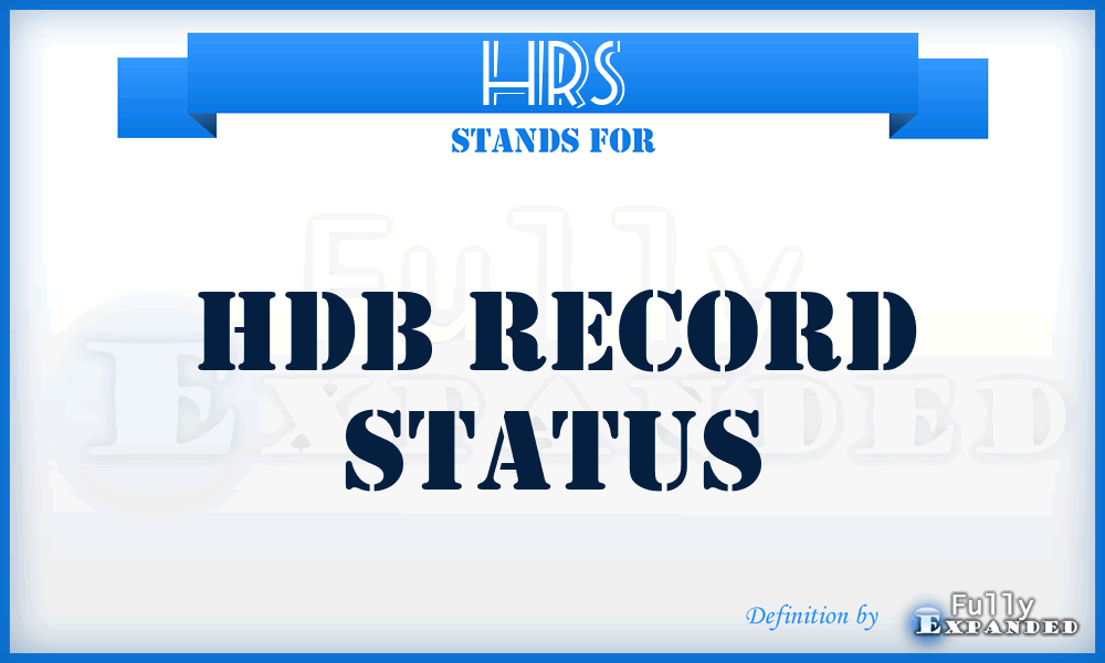 HRS - Hdb Record Status