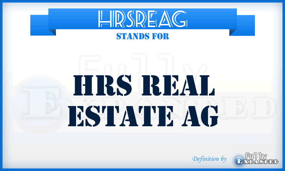 HRSREAG - HRS Real Estate AG