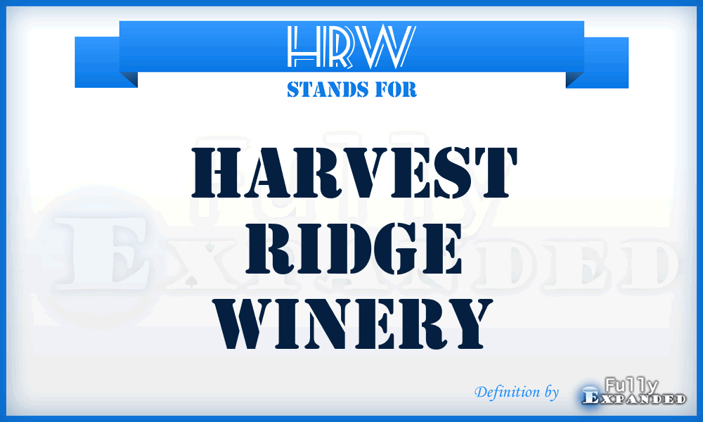 HRW - Harvest Ridge Winery