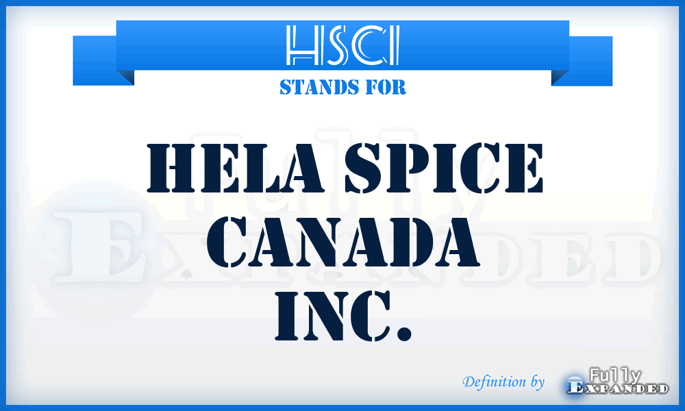 HSCI - Hela Spice Canada Inc.