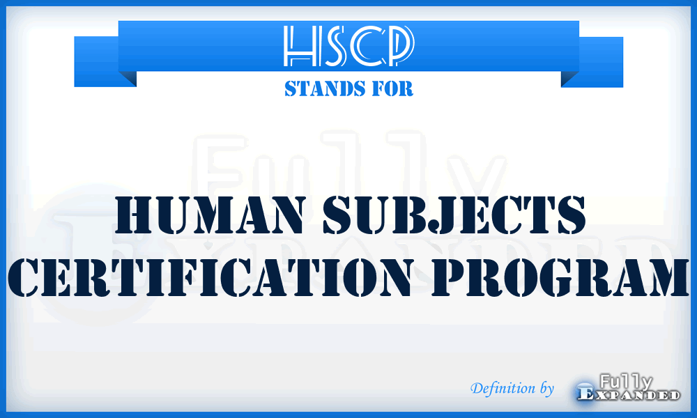 HSCP - Human Subjects Certification Program