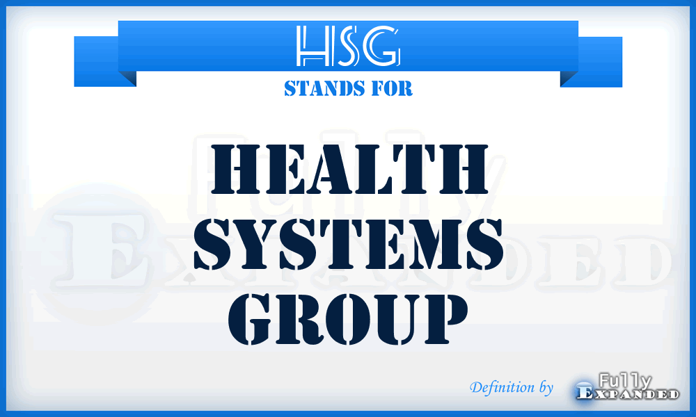 HSG - Health Systems Group