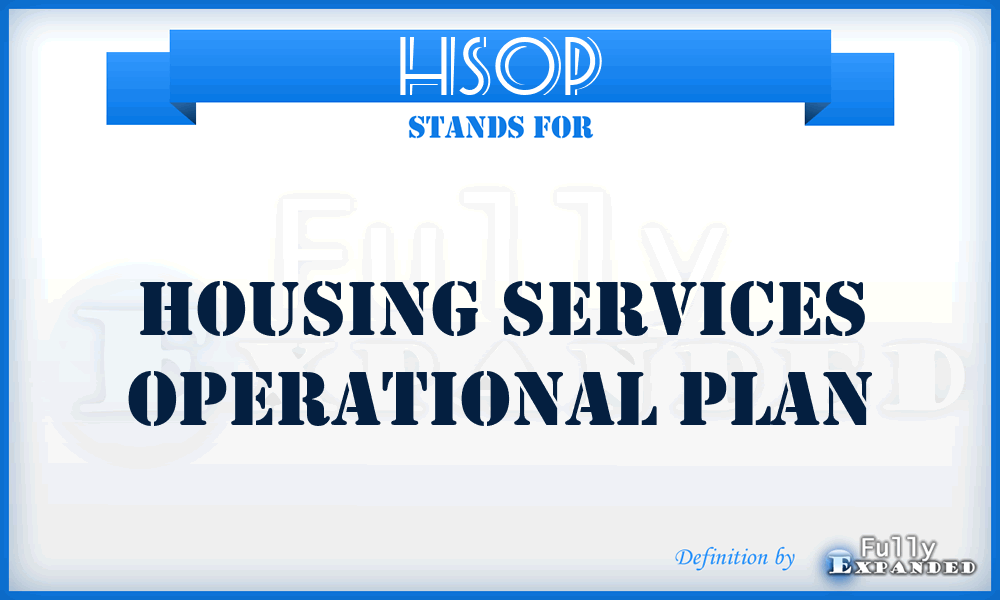 HSOP - Housing Services Operational Plan