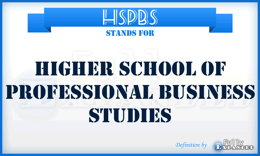 HSPBS - Higher School of Professional Business Studies