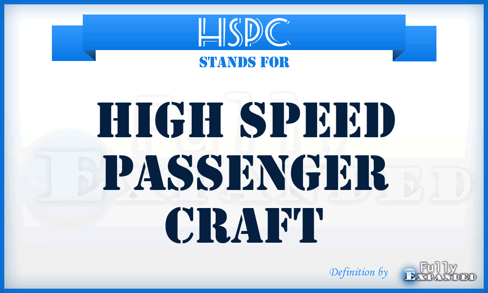 HSPC - High Speed Passenger Craft