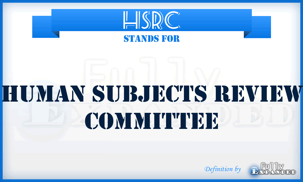 HSRC - Human Subjects Review Committee