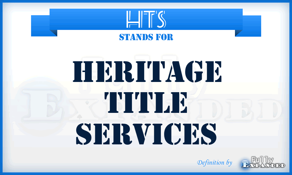 HTS - Heritage Title Services