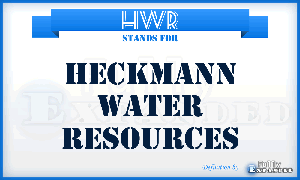 HWR - Heckmann Water Resources