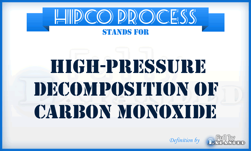 HiPCO process -  high-pressure decomposition of carbon monoxide