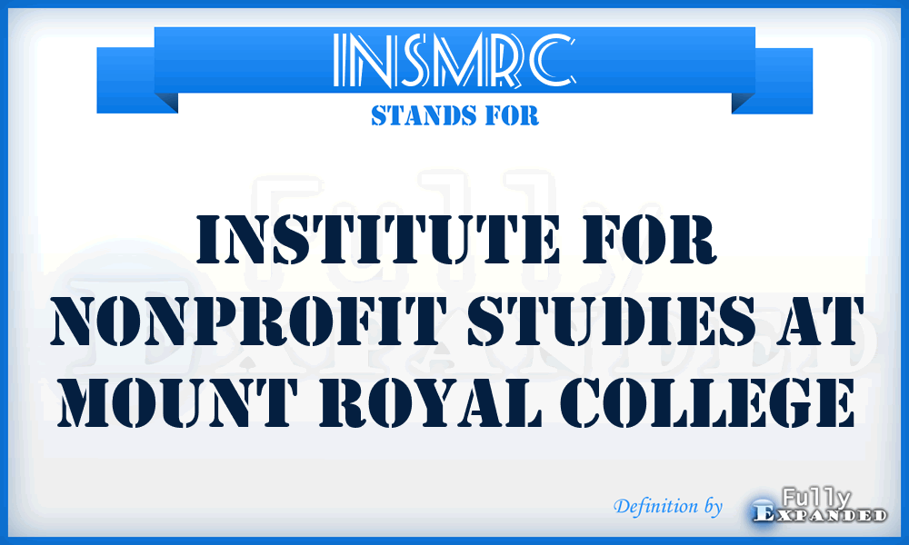 INSMRC - Institute for Nonprofit Studies at Mount Royal College