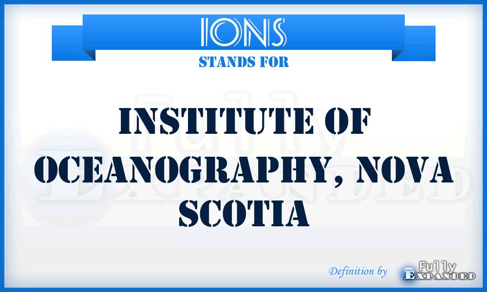 IONS - Institute of Oceanography, Nova Scotia