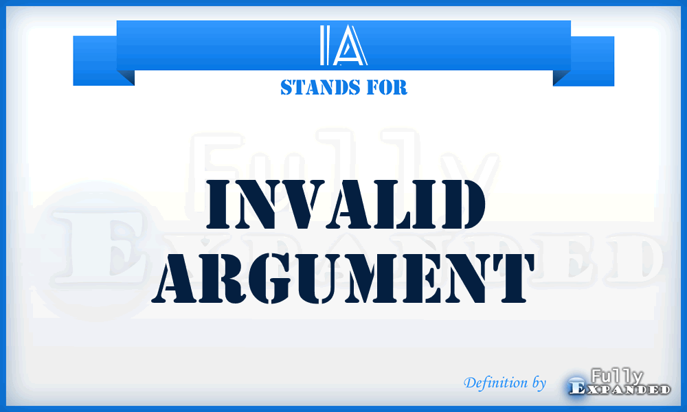 IA - Invalid Argument