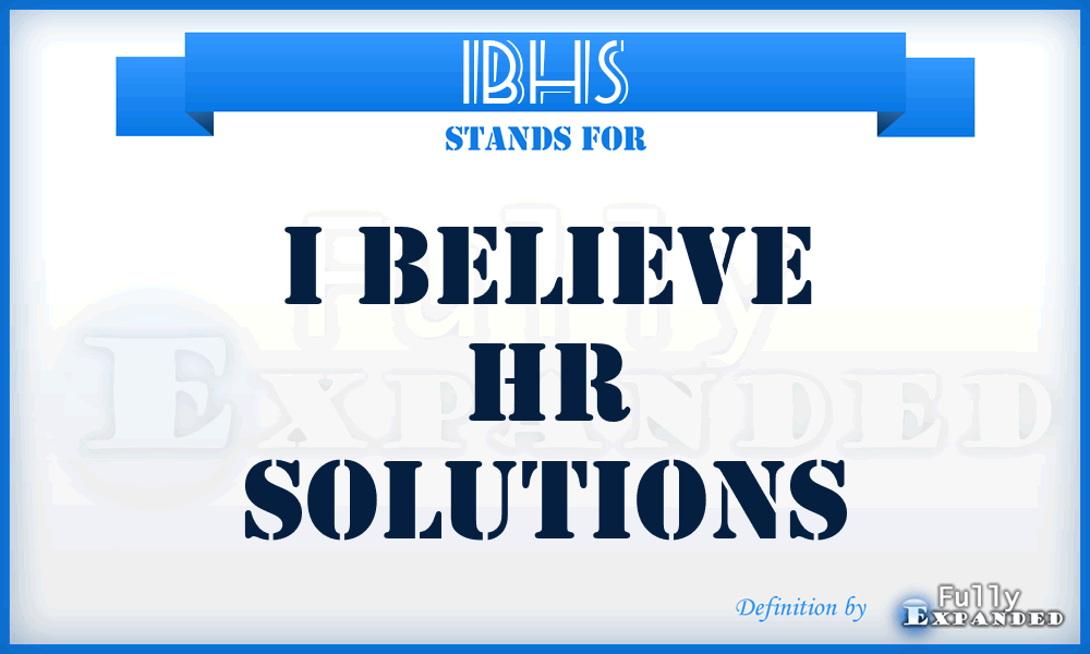 IBHS - I Believe Hr Solutions