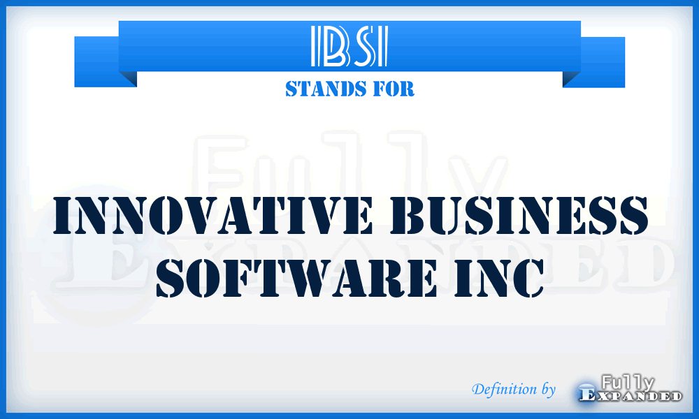 IBSI - Innovative Business Software Inc