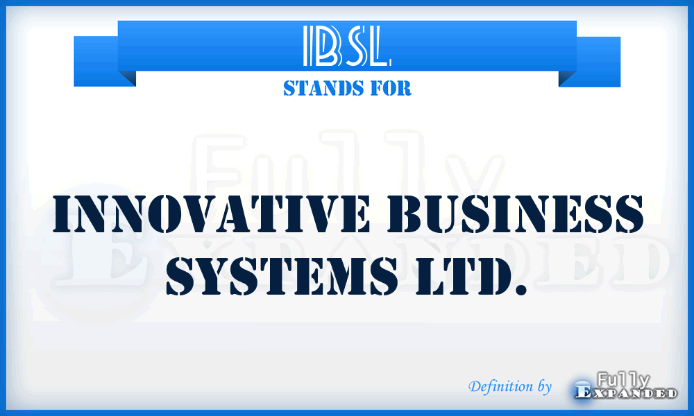 IBSL - Innovative Business Systems Ltd.