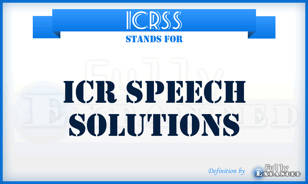 ICRSS - ICR Speech Solutions