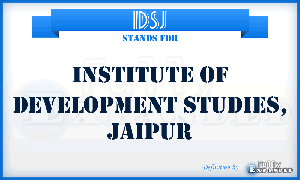 IDSJ - Institute of Development Studies, Jaipur