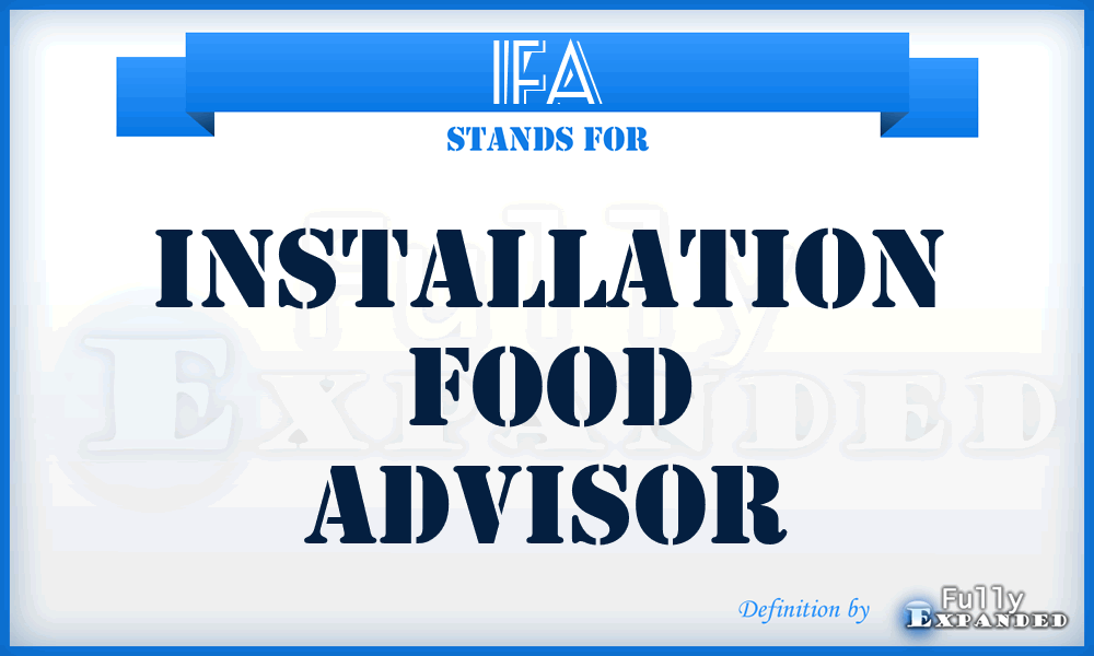 IFA - installation food advisor