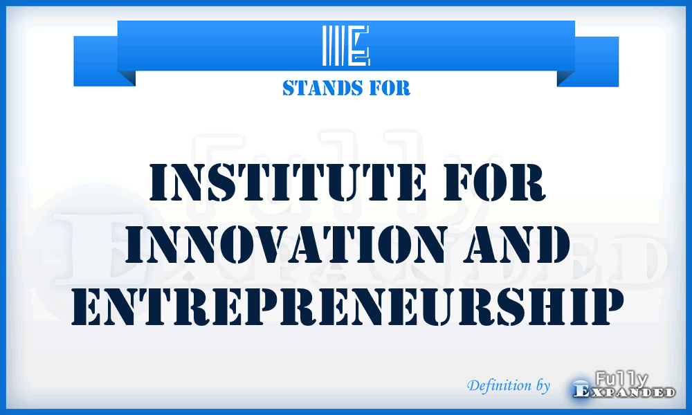 IIE - Institute for Innovation and Entrepreneurship