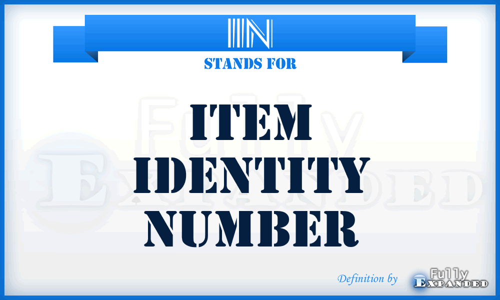 IIN - Item Identity Number