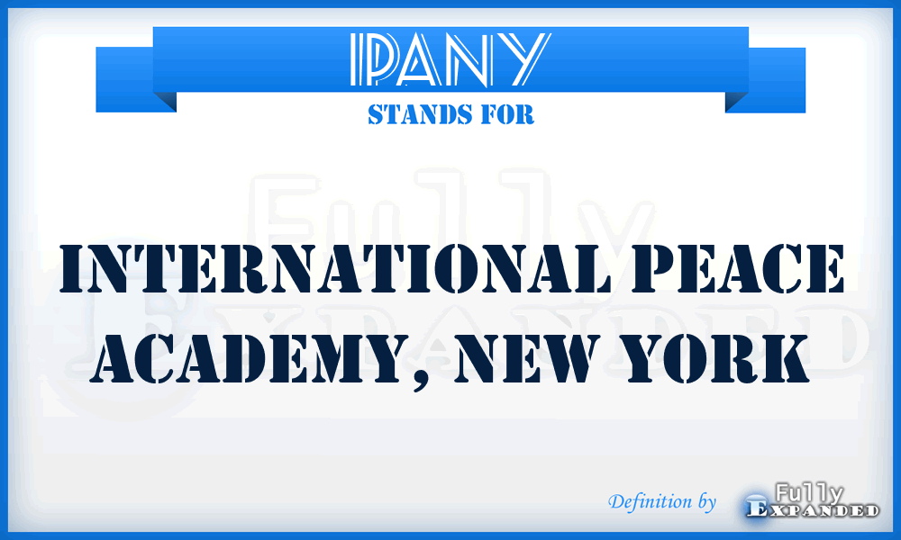 IPANY - International Peace Academy, New York